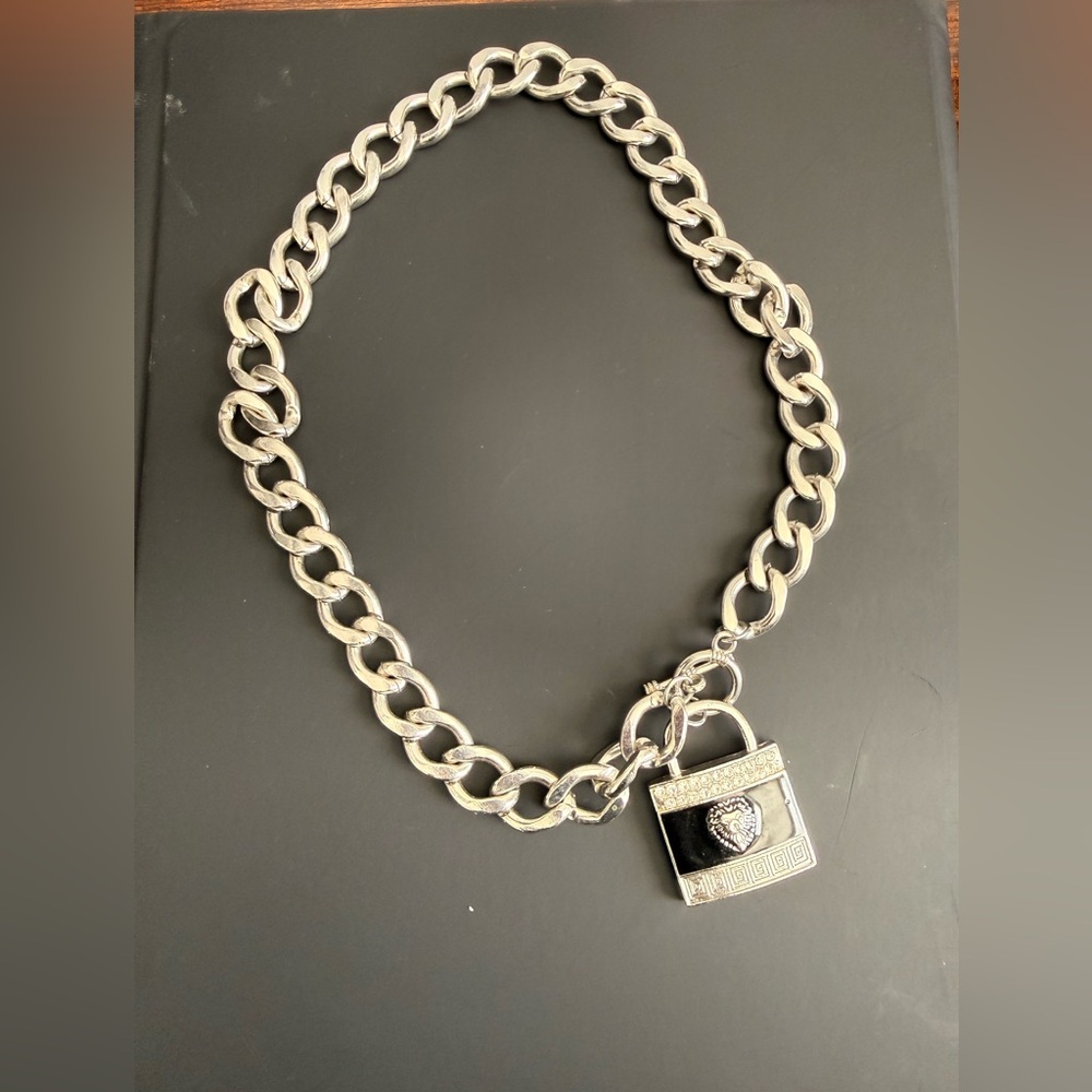 Silver Chain Necklace with Padlock Pendant